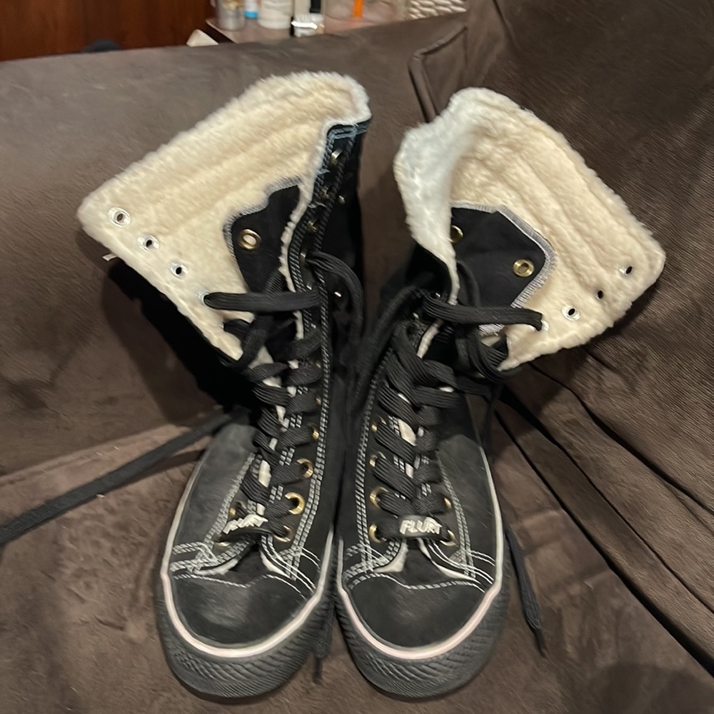 Flurt High Black Lace Up Suede Sneakers